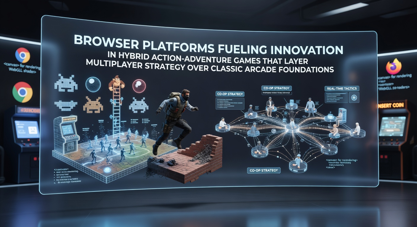 Browser platforms supporting hybrid action-adventure games with arcade roots and multiplayer strategy layers