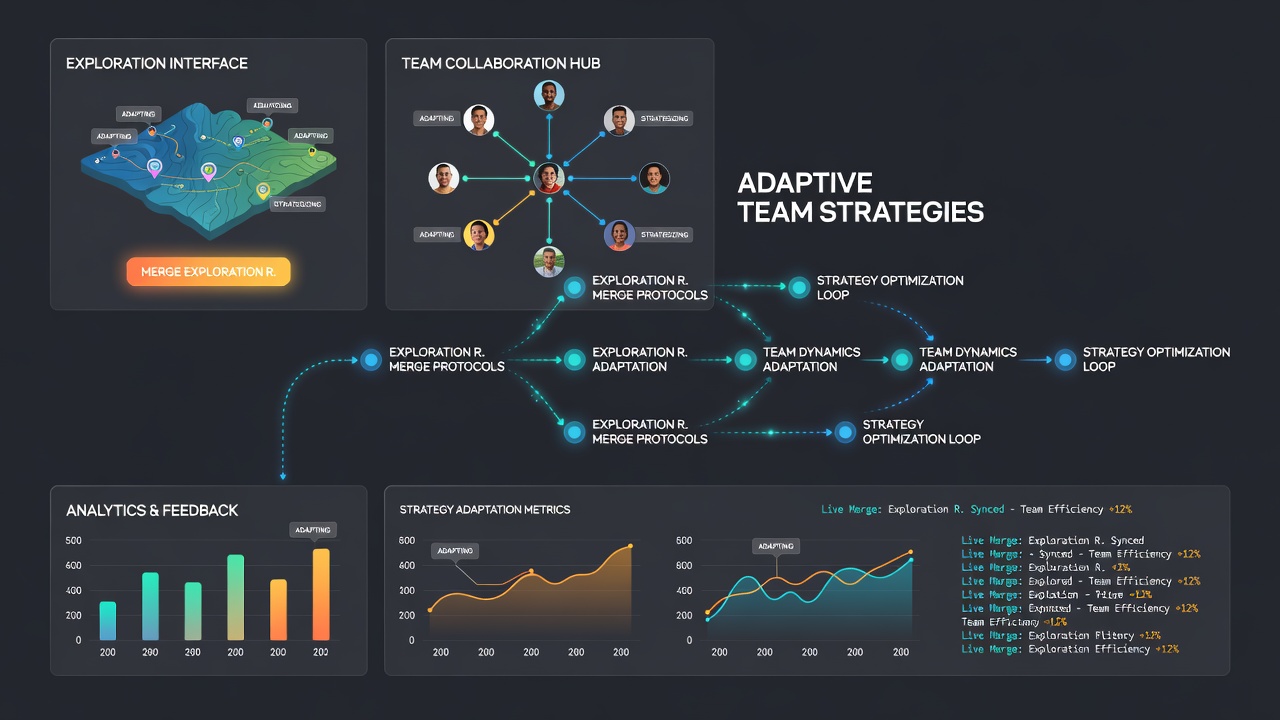 Close-up view of team coordination dashboard with route lines, countdown elements, and precision hit zones highlighted during a group session