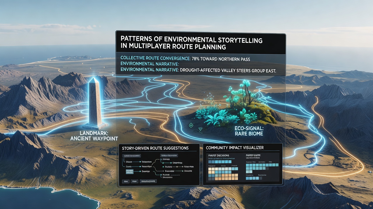 Detailed view of in-game environmental elements like overgrown paths and resource markers influencing multiplayer route choices