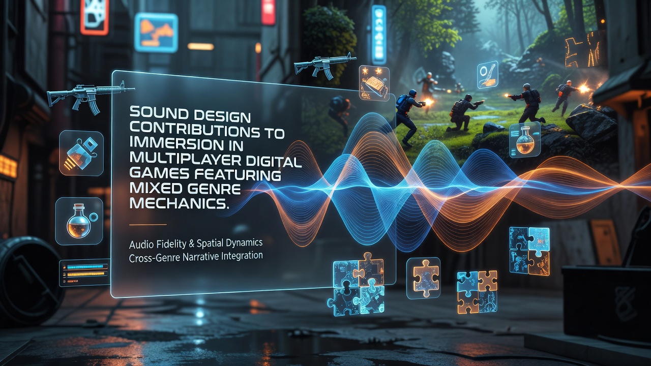 Audio layers blending puzzle chimes, racing engines, and shooting effects in a multiplayer browser game interface