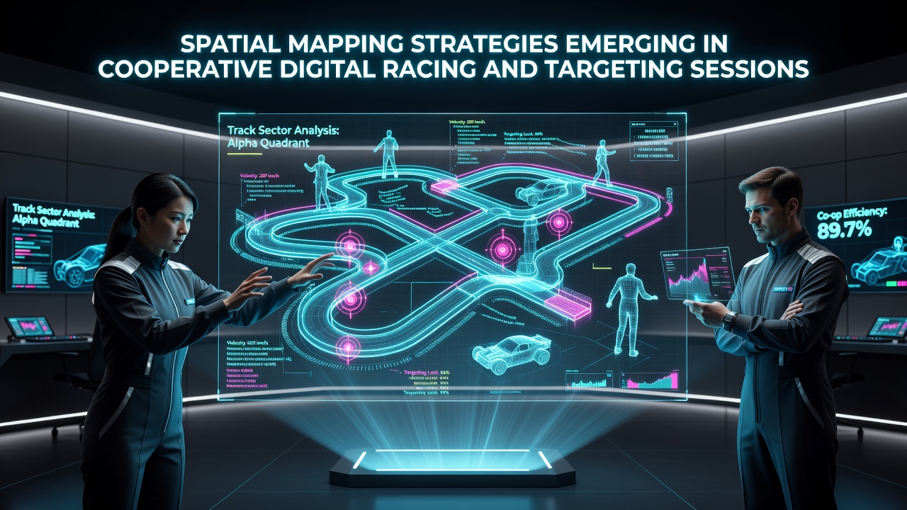 Illustration of team coordination using spatial overlays in racing and targeting scenarios